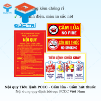 Bộ Nội quy Tiêu lệnh PCCC - Cấm lửa & Cấm hút thuốc (Có cấp lẻ)